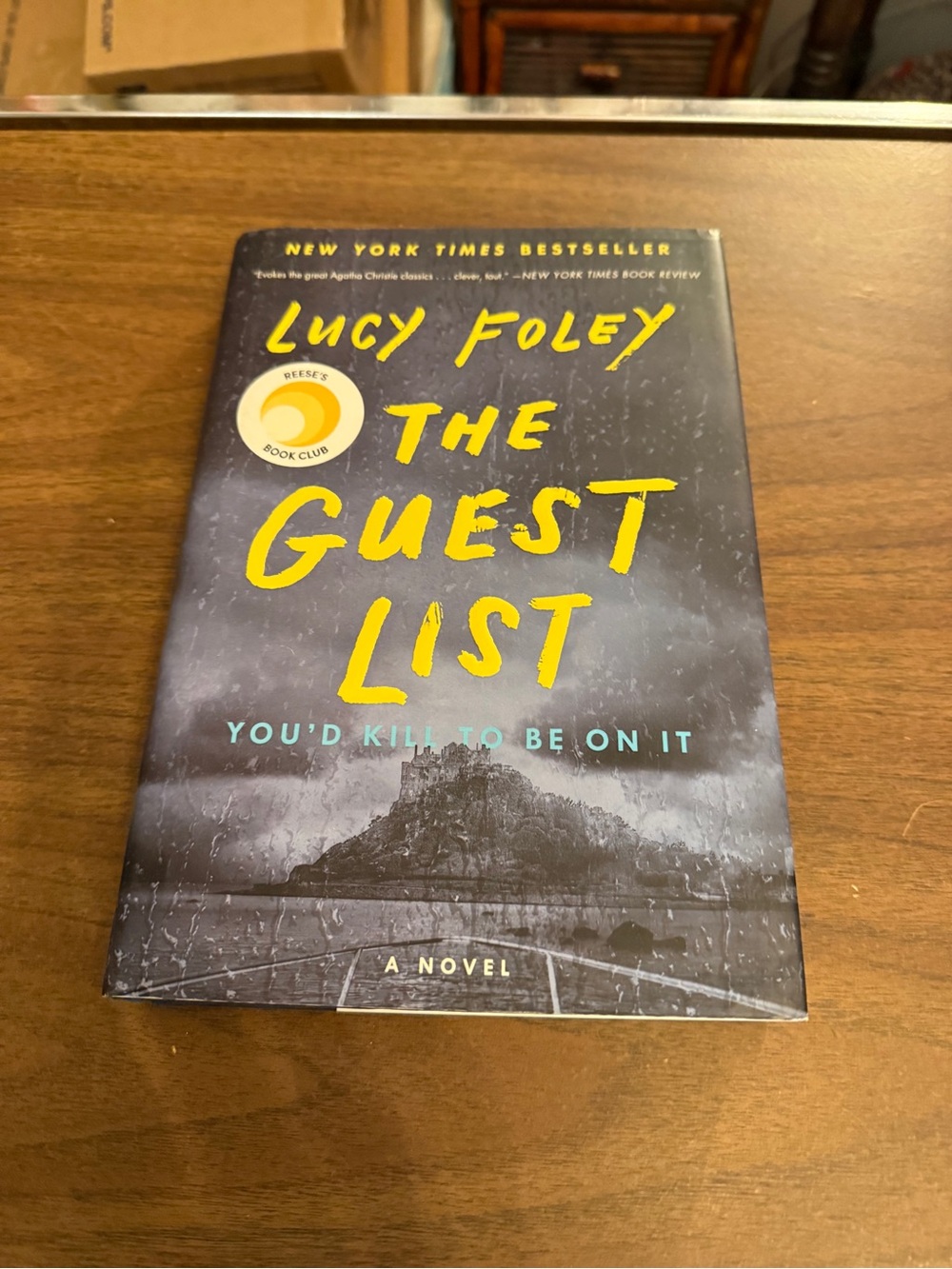 Lucy Foley — The Guest List (Yellow & Teal Text on Dark Cover)
